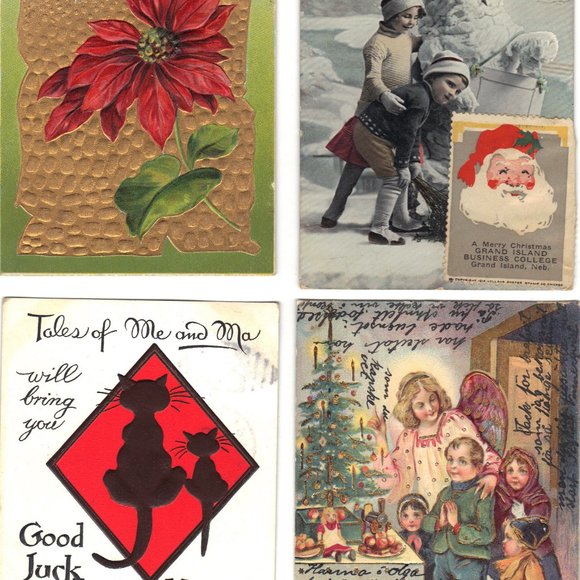 Lot of 4 Antique Christmas Postcards  - Lot 928 - Picture 1 of 2